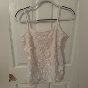 Ann Taylor Cream Lace Appliqué Camisole